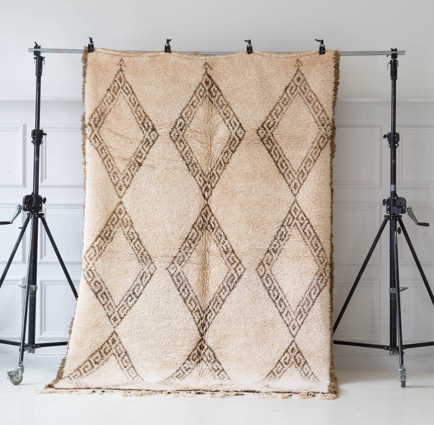 Marockansk Beni Ourain Matta 3x2 i Ull Ullmatta fluffig heminredning