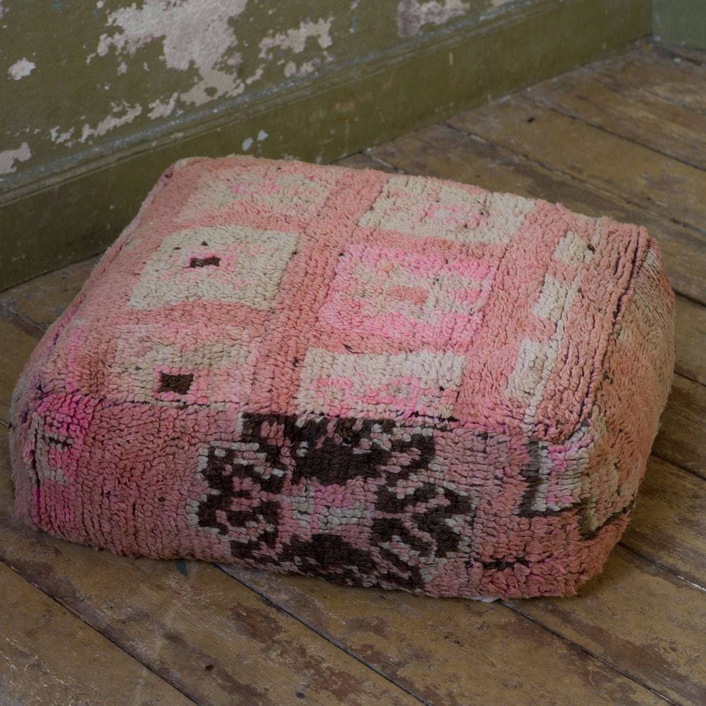 Marockansk Inredning sittpuff handgjord i ull Atlas bergen Marocko