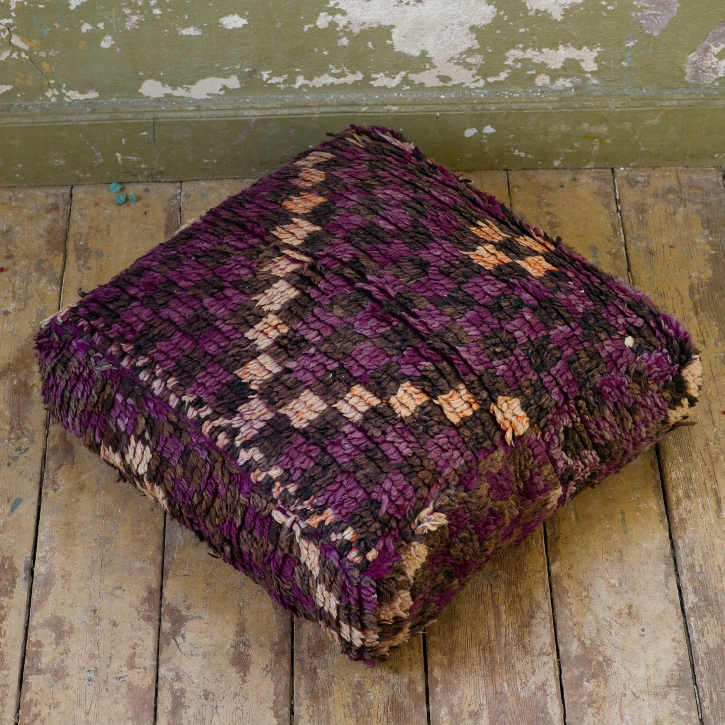 Marockansk Inredning sittpuff handgjord i ull Atlas bergen Marocko