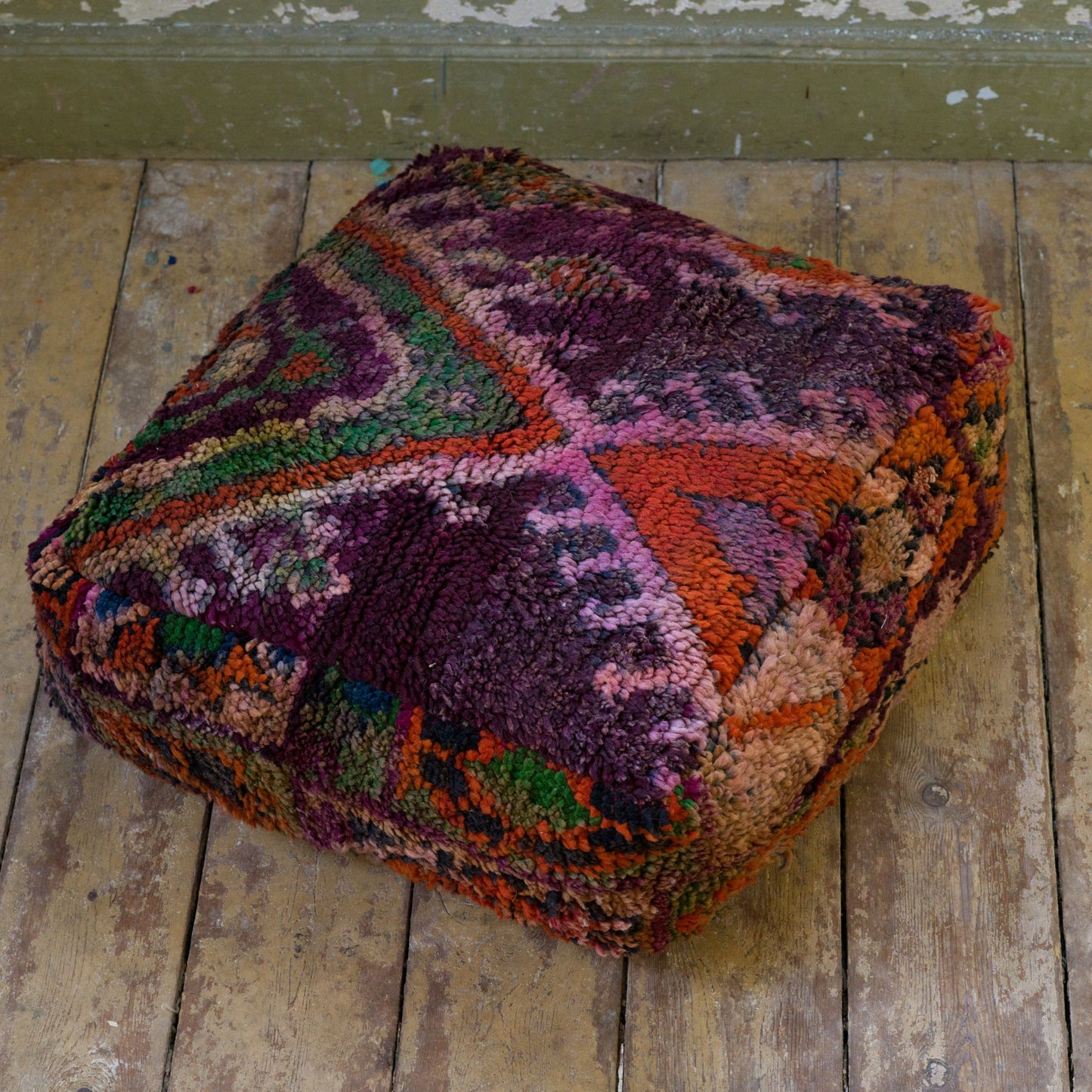 Marockansk Inredning sittpuff handgjord i ull Atlas bergen Marocko