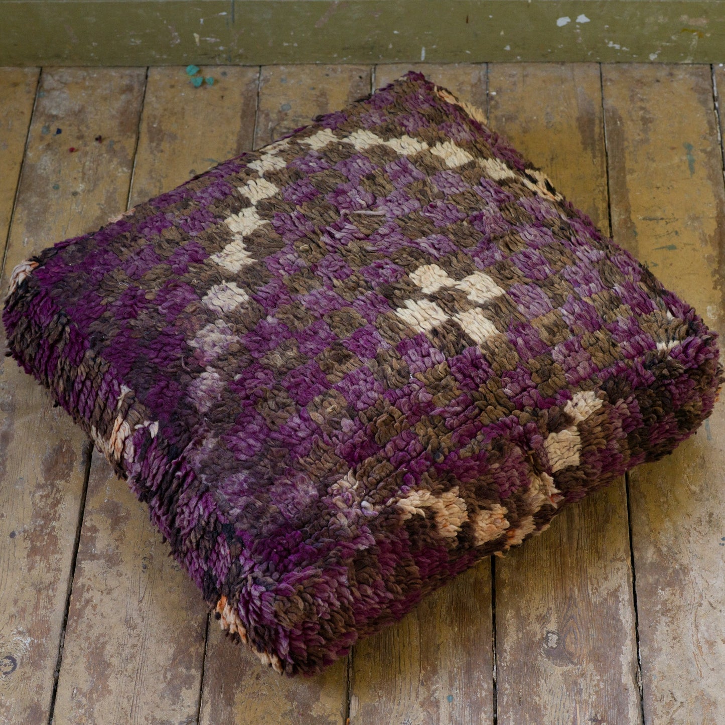 Marockansk Inredning sittpuff handgjord i ull Atlas bergen Marocko