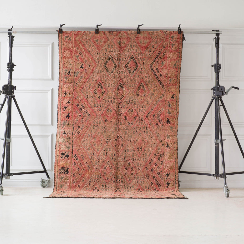 Vintage marockansk Boujaad-matta i ull med detaljrikt mönster 278x167cm