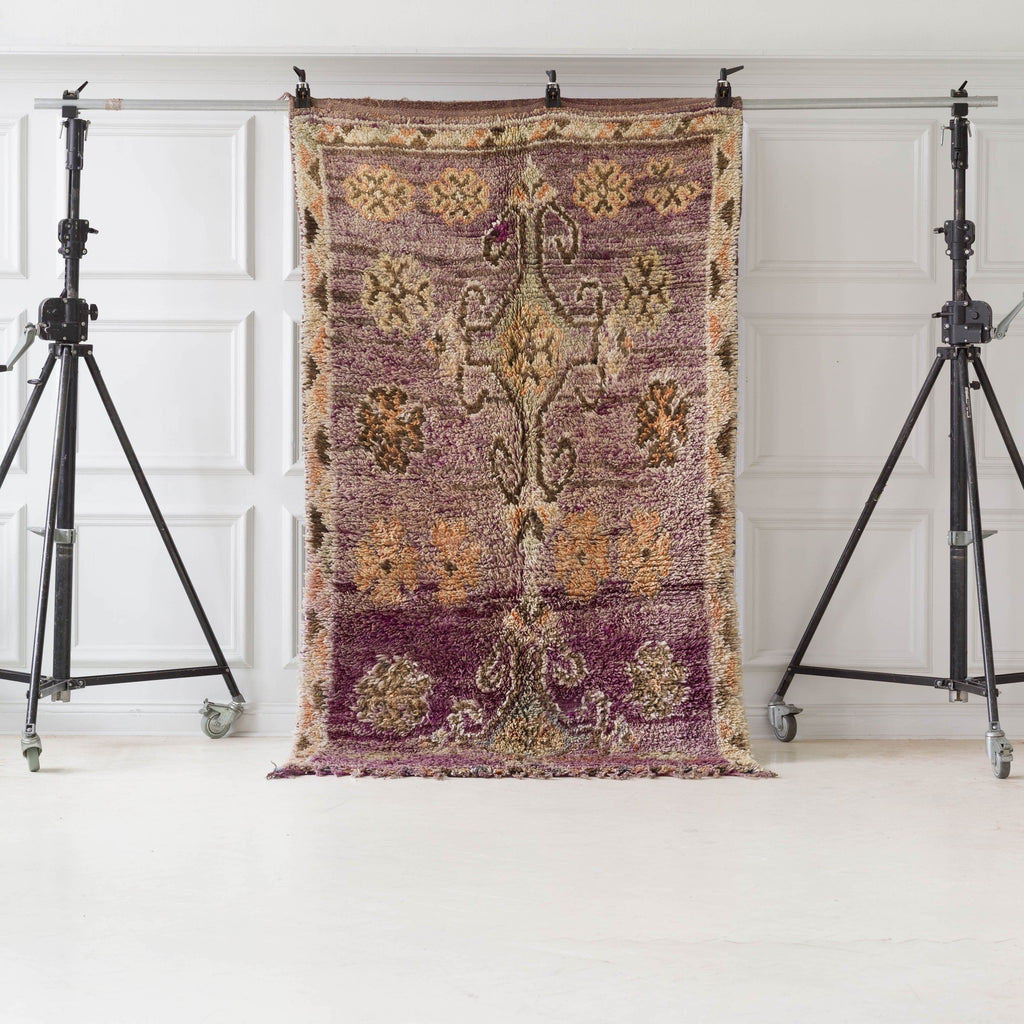 Äkta vintage marockansk Boujaad-matta med detaljrikt mönster 239x137cm
