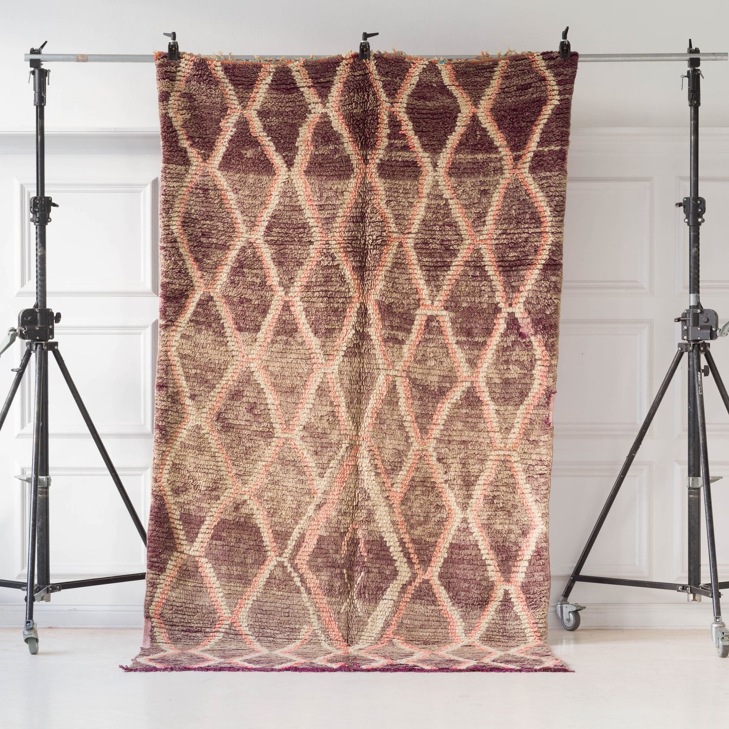 Vintage marockansk Boujaad-matta i gulorange mönster 330x168cm