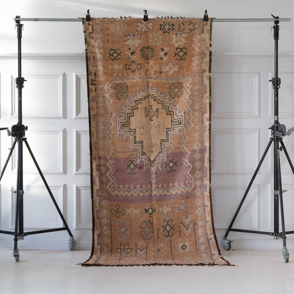 Vintage marockansk Boujaad-matta med detaljrikt 319x140cm