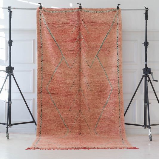 Orange marockansk Boujaad-matta i ull 404x182cm