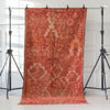 Rödorange marockansk Boujaad-matta med detaljrikt mönster 375x182cm