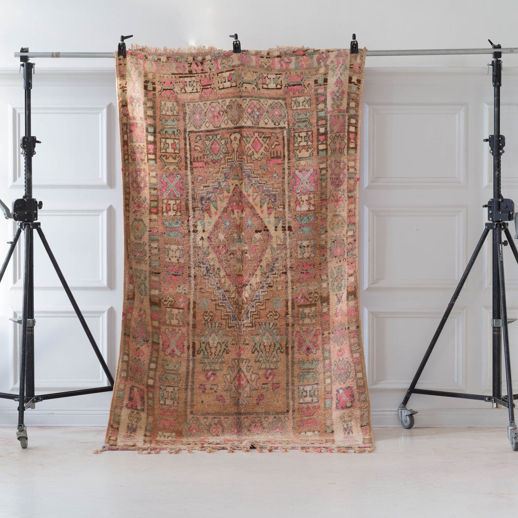 Vintage marockansk Boujaad-matta med detaljrikt mönster 266x157cm
