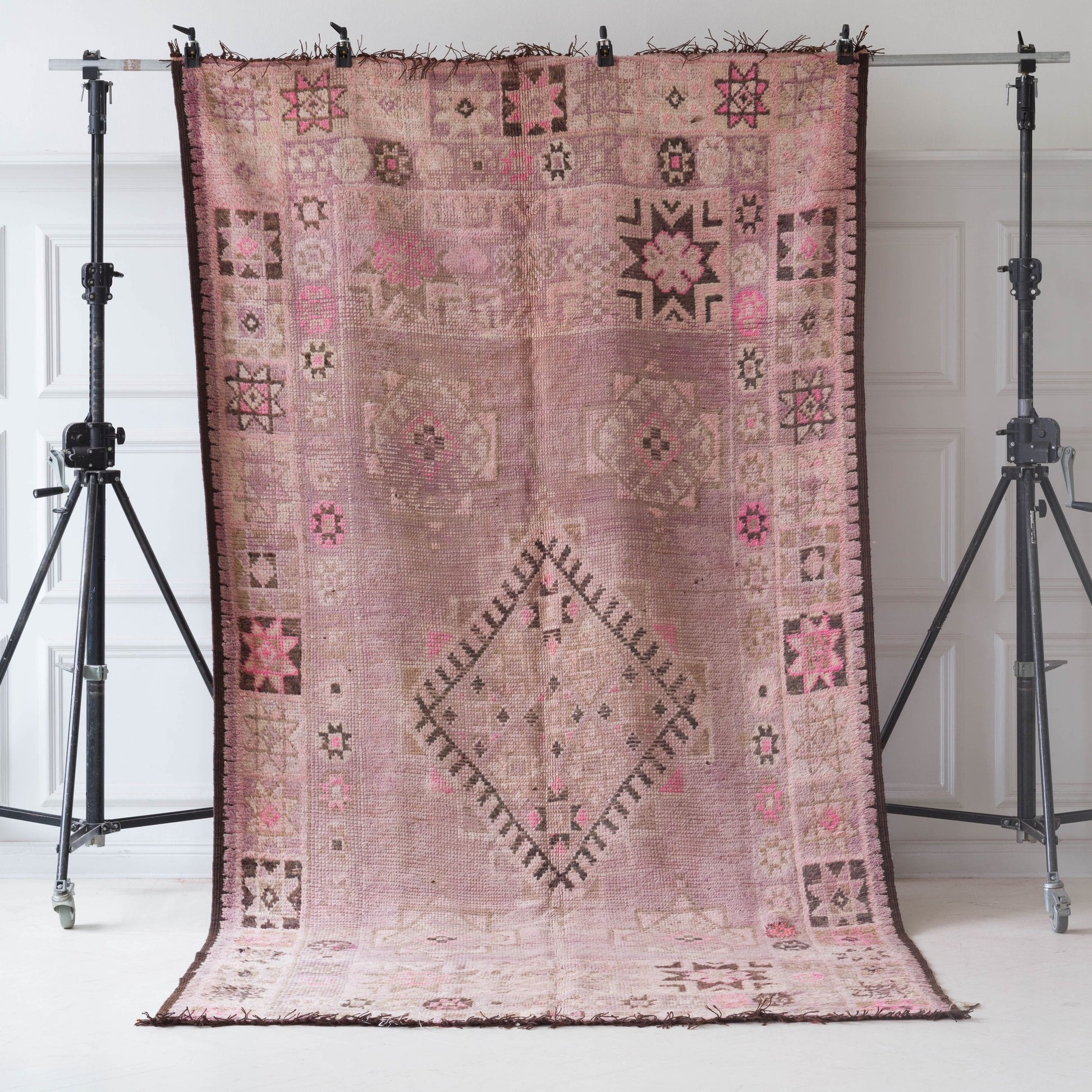 Vintage marockansk Boujaad-matta i ull med vackert mönster 392x202cm